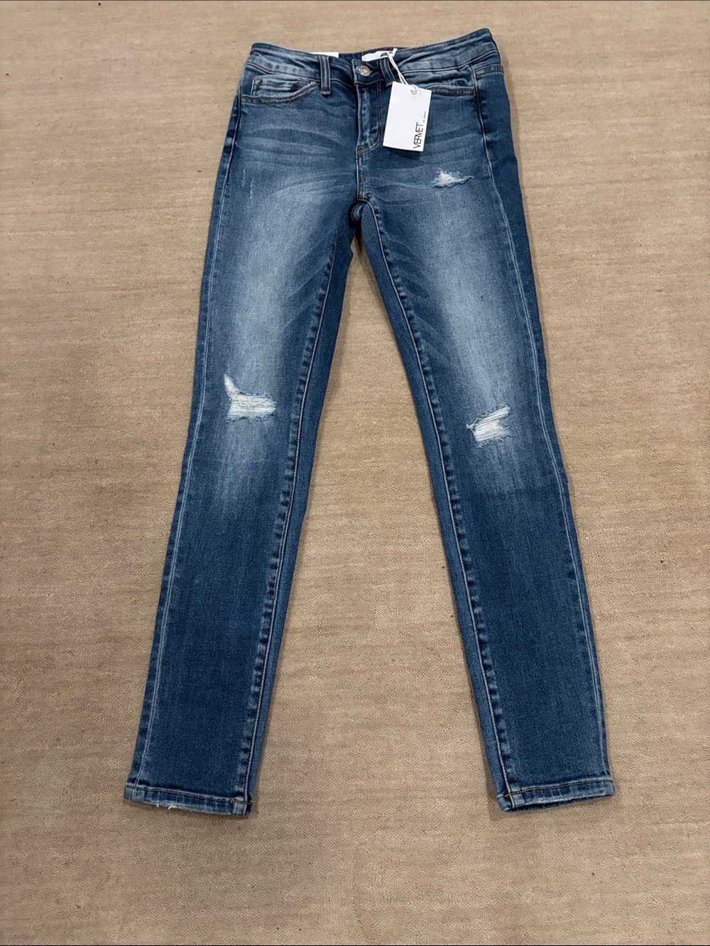 Slim Mid-Rise Distressed Blue Skinny Jeans